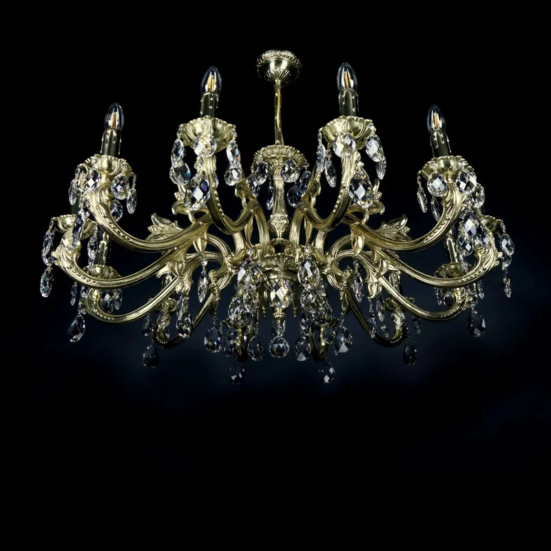 Casa Padrino Luxus Barock Kristall Kronleuchter Gold Ø 76 x H. 47 cm - Prunkvolle Messing Kronleuchter mit böhmischem Kristallglas - Barock Möbel - Edel & Prunkvoll