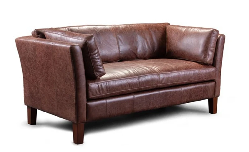 Casa Padrino Luxus Chesterfield Sofa Charlie 107 x 86 x H. 84 cm - Elegantes Wohnzimmer Sofa mit Echtleder - Chesterfield Wohnzimmer Möbel