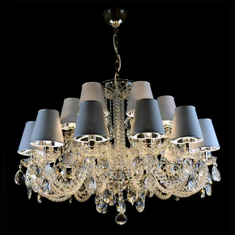 Casa Padrino Luxus Barock Kristall Kronleuchter Silber Ø 88 x H. 65 cm - Prunkvolle Messing Kronleuchter mit böhmischem Kristallglas - Barock Möbel - Edel & Prunkvoll