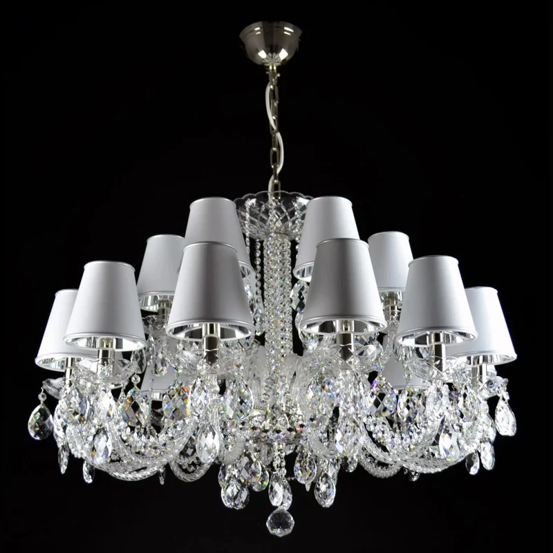 Casa Padrino Luxus Barock Kristall Kronleuchter Silber Ø 88 x H. 65 cm - Prunkvolle Messing Kronleuchter mit böhmischem Kristallglas - Barock Möbel - Edel & Prunkvoll