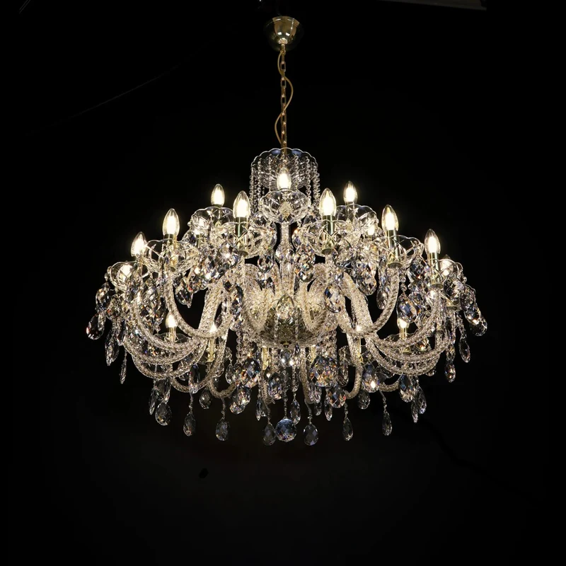 Casa Padrino Luxus Barock Kristall Kronleuchter Gold Ø 90 x H. 77 cm - Prunkvolle Messing Kronleuchter mit böhmischem Kristallglas - Barock Möbel - Edel & Prunkvoll