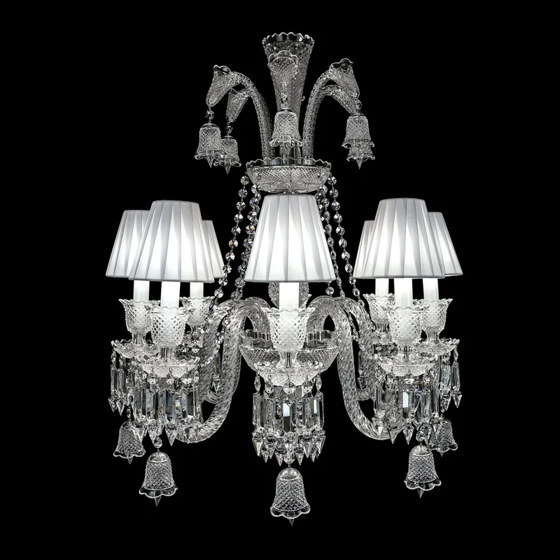Casa Padrino Luxus Barock Kristall Kronleuchter Silber Ø 67 x H. 74 cm - Prunkvolle Messing Kronleuchter mit böhmischem Kristallglas - Barock Möbel - Edel & Prunkvoll