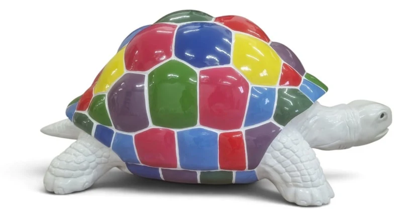 Casa Padrino Deko Skulptur Schildkröte Mehrfarbig / Weiß 110 cm - Garten Deko Figur
