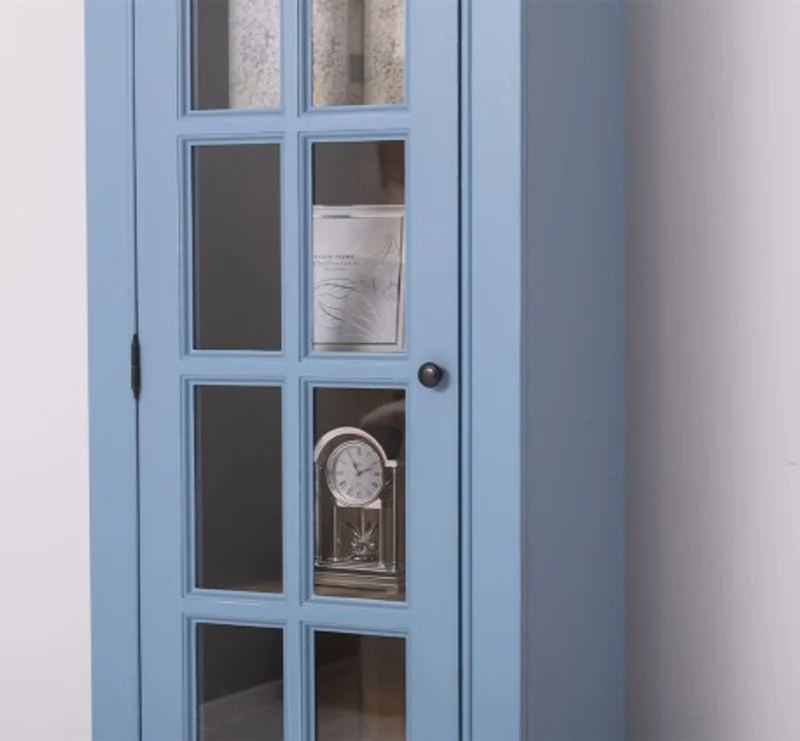 Casa Padrino Vitrine im Landhausstil mit 1 Glastür und 3 Schubladen, 66 x 40 x 210 cm