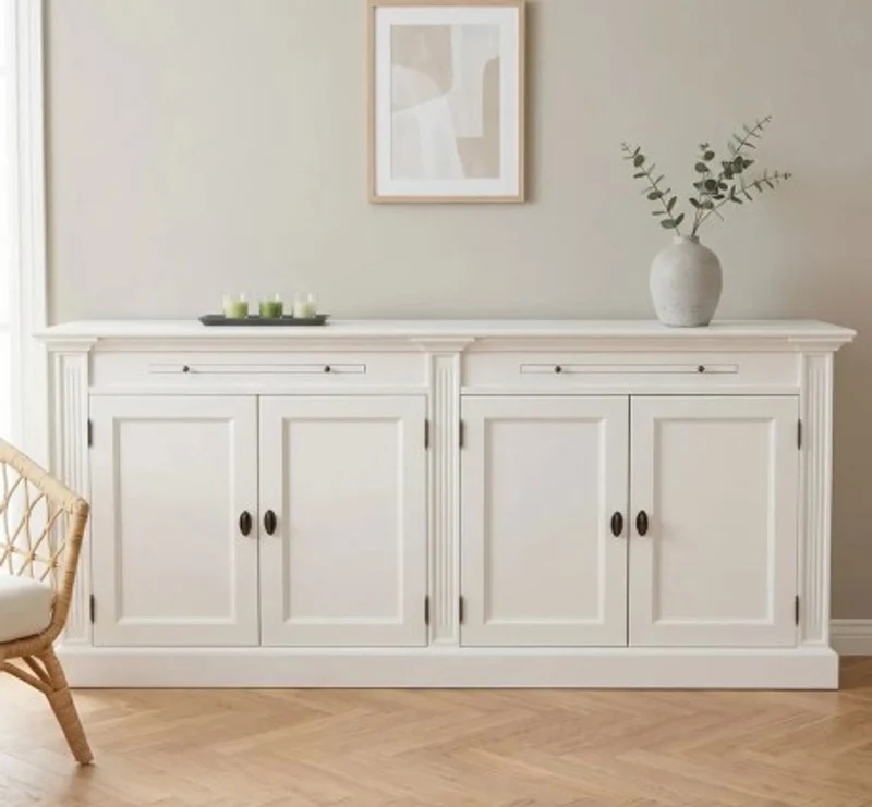 Casa Padrino Bücherregal im Landhausstil mit 4 Türen, 200 x 40 x 90 cm