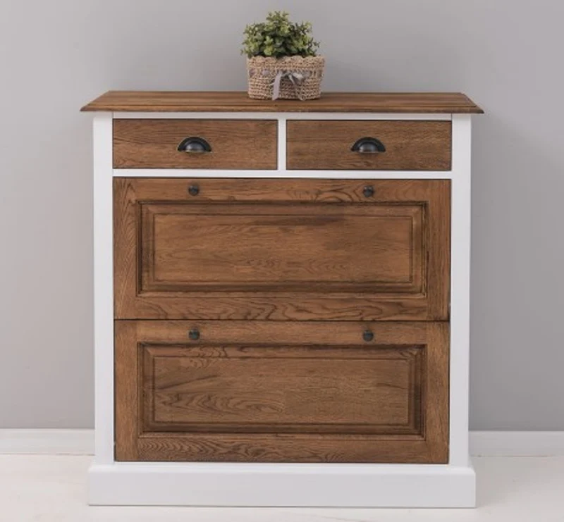 Casa Padrino Schuhschrank im Landhausstil mit 2 Türen und 2 Schubladen, 103 x 35 x 105 cm