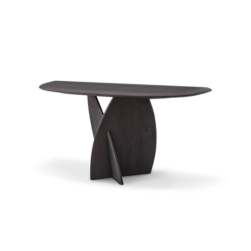 Casa Padrino Luxus Konsolentisch Dunkelgrau / Grau 160 x 42 x H. 76 cm - Konsolentisch mit Ulmenfurnier - Moderne Flur Möbel - Luxus Qualität