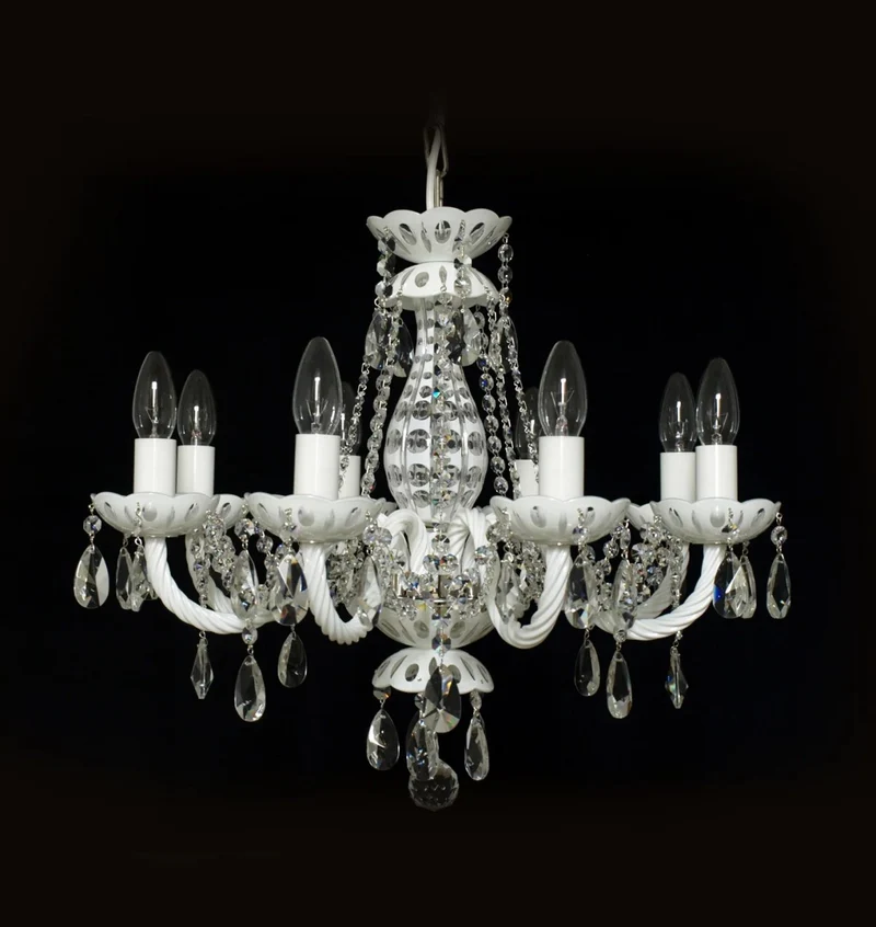 Casa Padrino Luxus Barock Kristall Kronleuchter Silber Ø 57 x H. 55 cm - Prunkvolle Messing Kronleuchter mit böhmischem Kristallglas - Barock Möbel - Edel & Prunkvoll