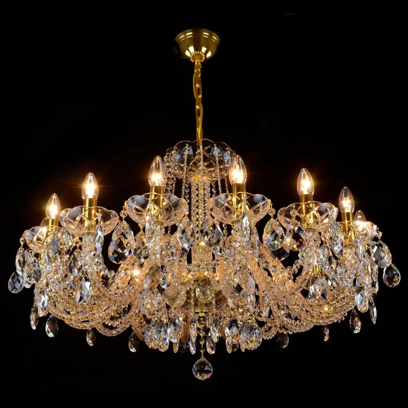 Casa Padrino Luxus Barock Kristall Kronleuchter Gold Ø 95 x H. 60 cm - Prunkvolle Messing Kronleuchter mit böhmischem Kristallglas - Barock Möbel - Edel & Prunkvoll