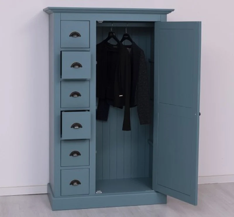 Casa Padrino Kleiderschrank im Landhausstil mit 1 Tür und 6 Schubladen, 101 x 49 x 160 cm