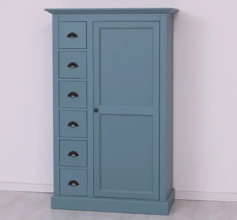 Casa Padrino Kleiderschrank im Landhausstil mit 1 Tür und 6 Schubladen, 101 x 49 x 160 cm