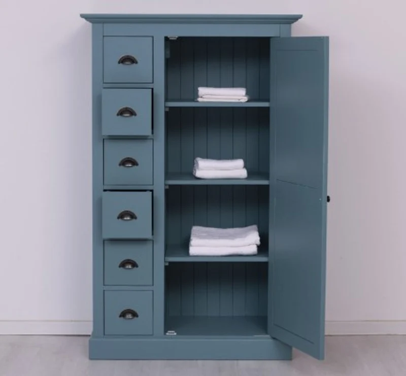 Casa Padrino Kleiderschrank im Landhausstil mit 1 Tür und 6 Schubladen, 101 x 49 x 160 cm