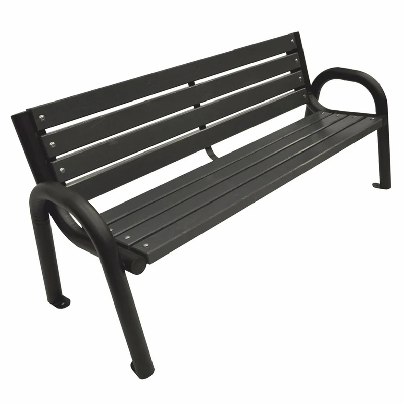 Casa Padrino Parkbank Schwarz 150 cm - Stadtbank - Gartenbank mit Rückenlehne und Armlehnen - Outdoor Sitzbank