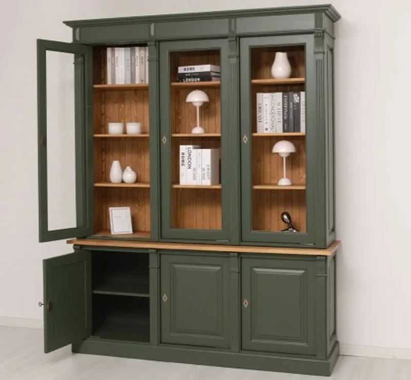 Casa Padrino Vitrine im Landhausstil mit 3 Türen, 183 x 51 x 228 cm