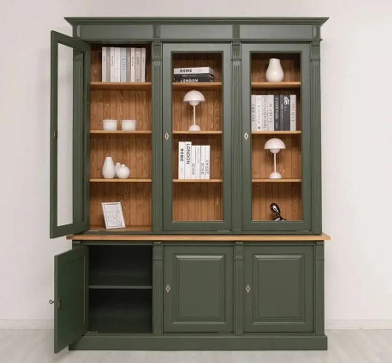 Casa Padrino Vitrine im Landhausstil mit 3 Türen, 183 x 51 x 228 cm