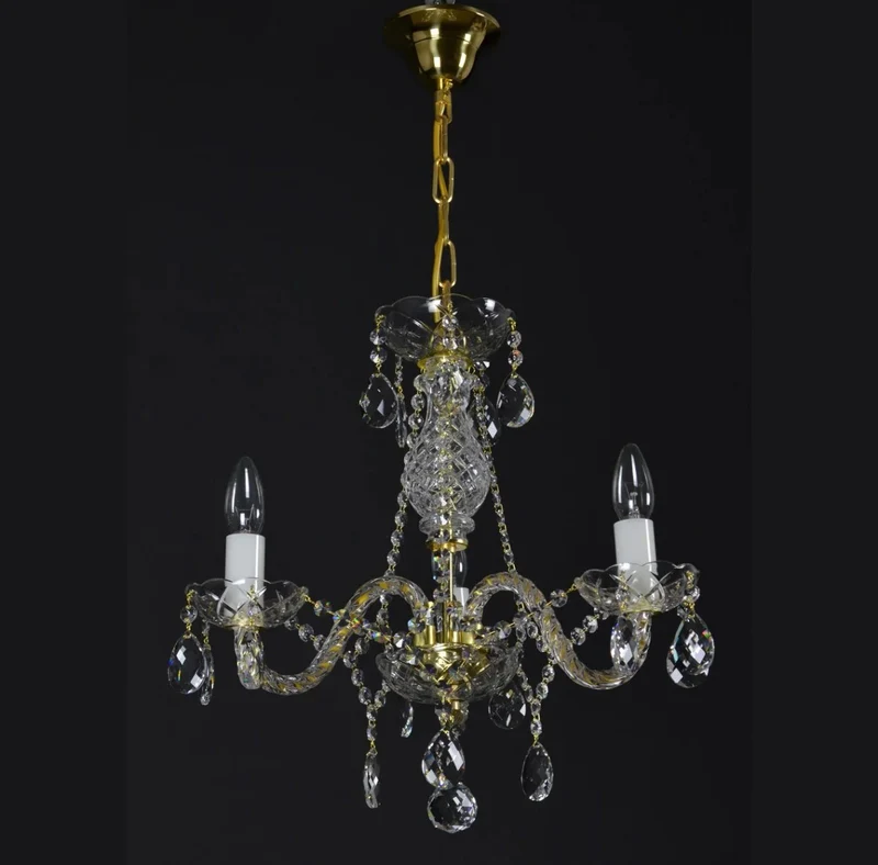 Casa Padrino Luxus Barock Kristall Kronleuchter Gold Ø 38 x H. 45 cm - Prunkvolle Messing Kronleuchter mit böhmischem Kristallglas - Barock Möbel - Edel & Prunkvoll