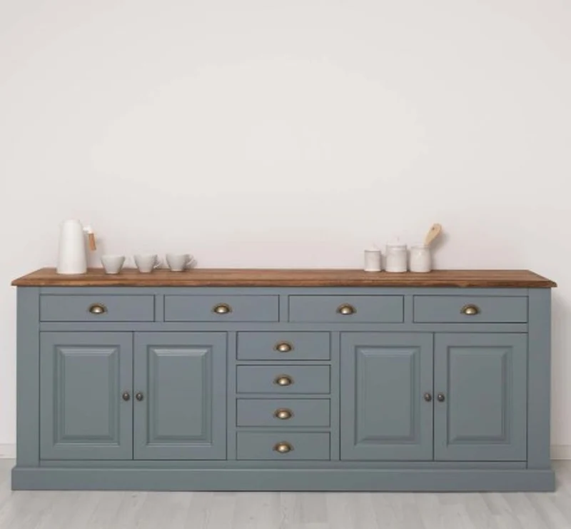 Casa Padrino Sideboard im Landhausstil mit 4 Türen, 8 Schubladen und Eichenholzplatte, 239 x 47 x 93 cm