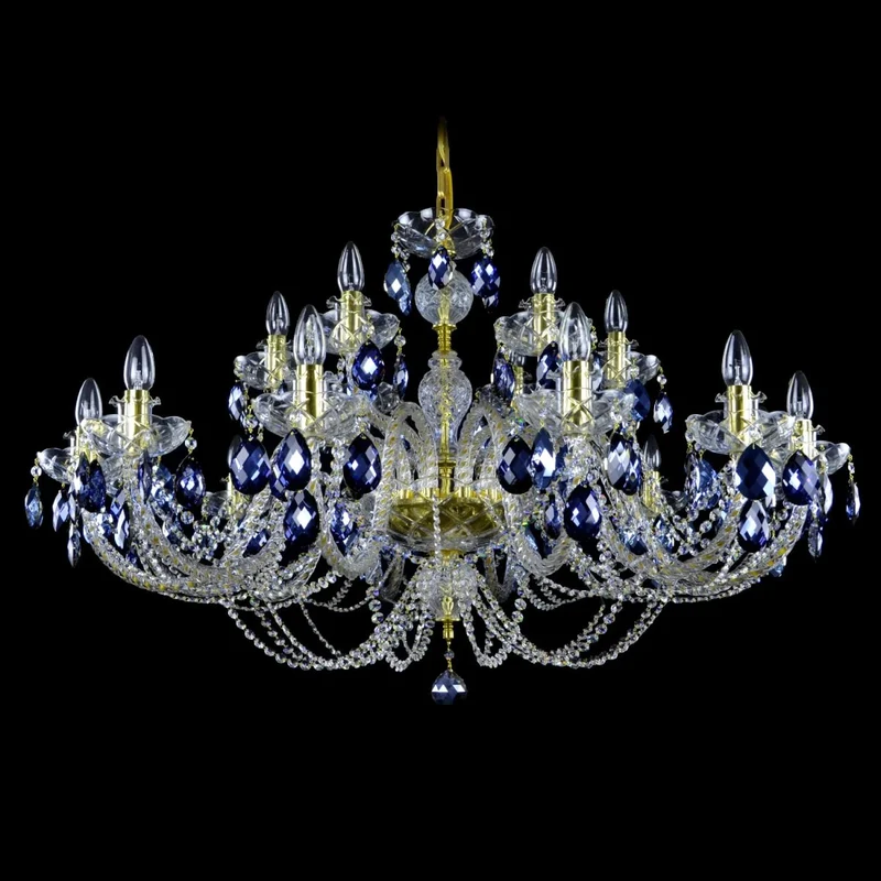 Casa Padrino Luxus Barock Kristall Kronleuchter Gold Ø 90 x H. 63 cm - Prunkvolle Messing Kronleuchter mit böhmischem Kristallglas - Barock Möbel - Edel & Prunkvoll