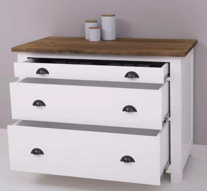 Casa Padrino Küchenschrank im Landhausstil mit 3 Schubladen, 110 x 65 x 90 cm