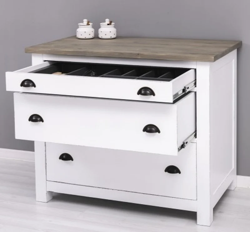 Casa Padrino Küchenschrank im Landhausstil mit 3 Schubladen, 110 x 65 x 90 cm