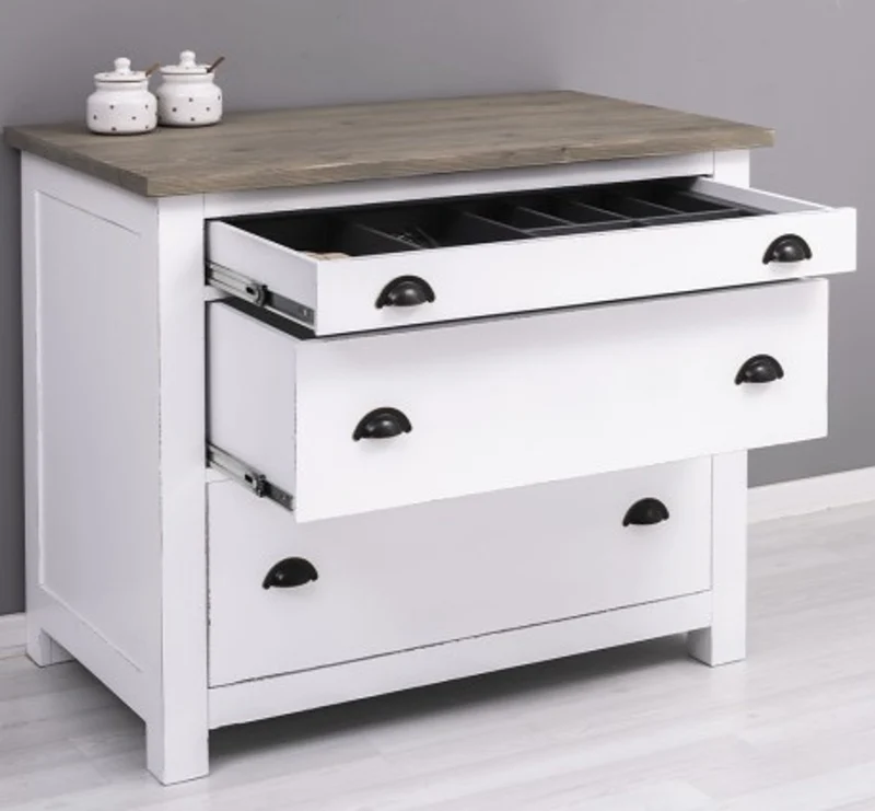 Casa Padrino Küchenschrank im Landhausstil mit 3 Schubladen, 110 x 65 x 90 cm