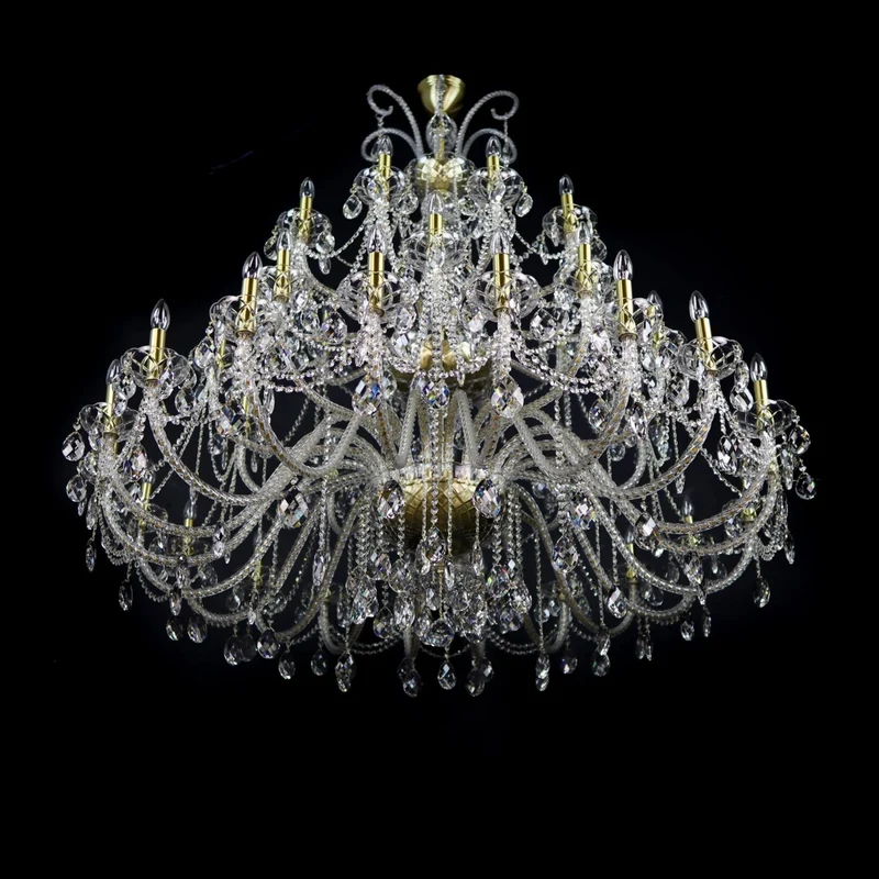 Casa Padrino Luxus Barock Kristall Kronleuchter Gold Ø 160 x H. 160 cm - Prunkvolle Messing Kronleuchter mit böhmischem Kristallglas - Barock Möbel - Edel & Prunkvoll