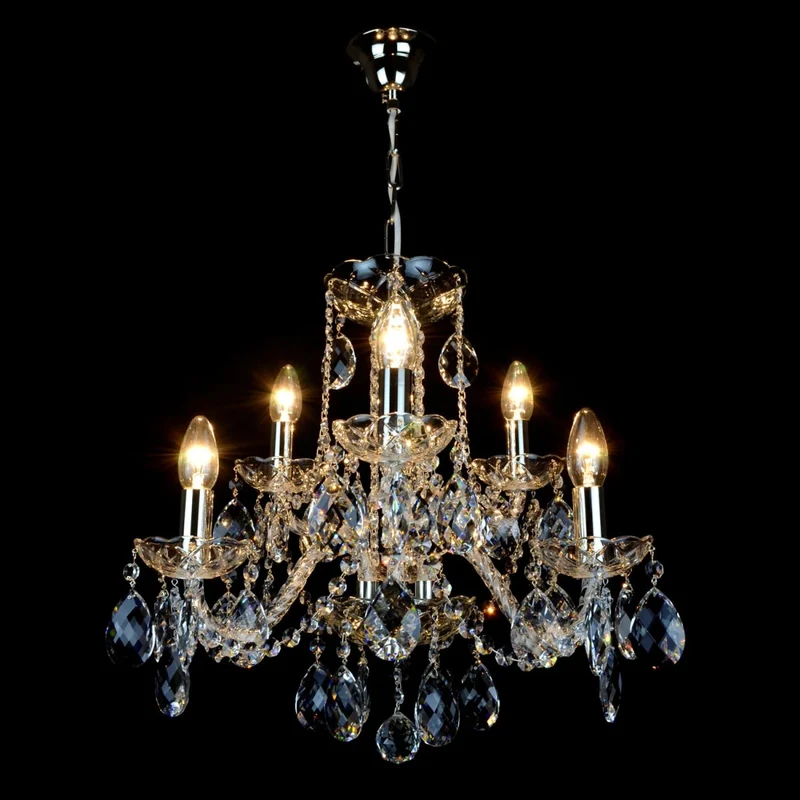 Casa Padrino Luxus Barock Kristall Kronleuchter Silber Ø 50 x H. 48 cm - Prunkvolle Messing Kronleuchter mit böhmischem Kristallglas - Barock Möbel - Edel & Prunkvoll