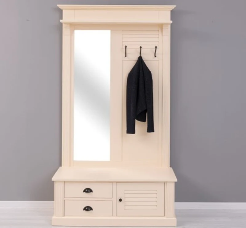 Casa Padrino Garderobe im Landhausstil mit 1 Tür und 2 Schubladen, 121 x 41 x 210 cm