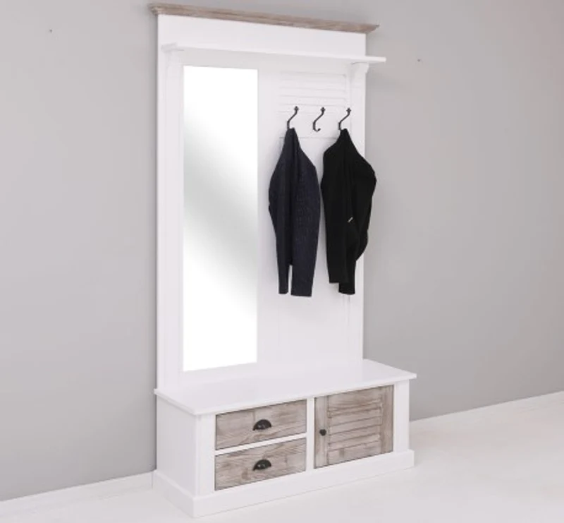 Casa Padrino Garderobe im Landhausstil mit 1 Tür und 2 Schubladen, 121 x 41 x 210 cm