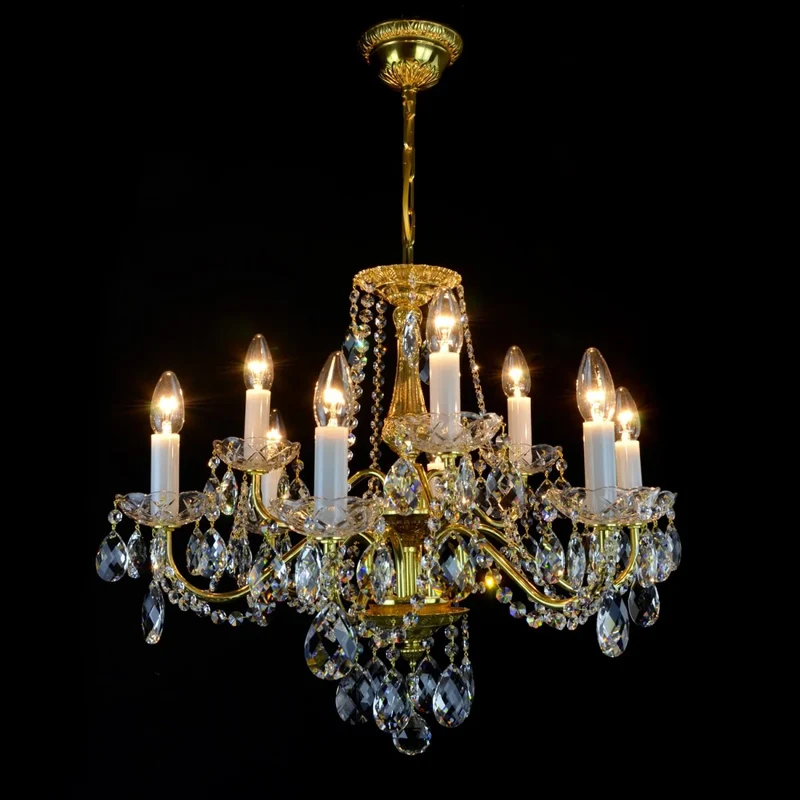 Casa Padrino Luxus Barock Kristall Kronleuchter Gold Ø 62 x H. 50 cm - Prunkvolle Messing Kronleuchter mit böhmischem Kristallglas - Barock Möbel - Edel & Prunkvoll