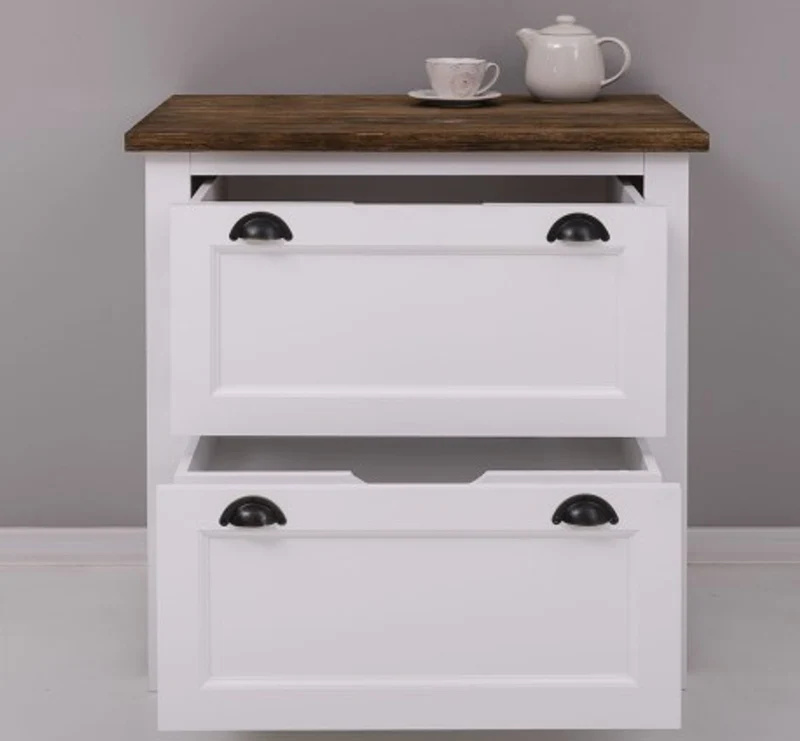 Casa Padrino Küchenschrank im Landhausstil mit 2 Schubladen und Eichenholzplatte, 92 x 65 x 90 cm