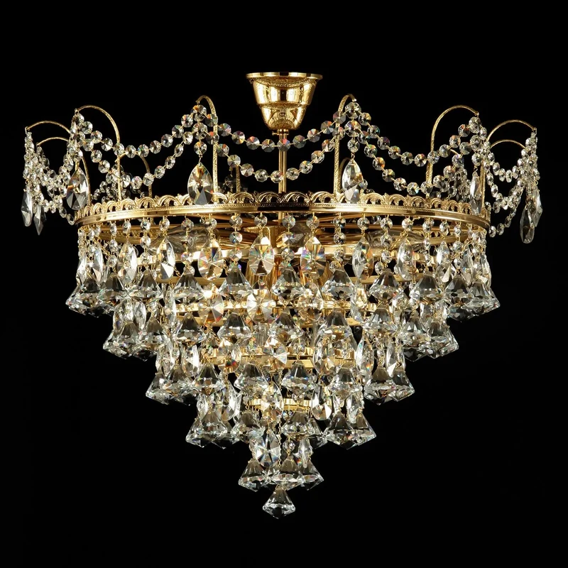 Casa Padrino Luxus Barock Kristall Kronleuchter Gold Ø 60 x H. 40 cm - Prunkvolle Messing Kronleuchter mit böhmischem Kristallglas - Barock Möbel - Edel & Prunkvoll