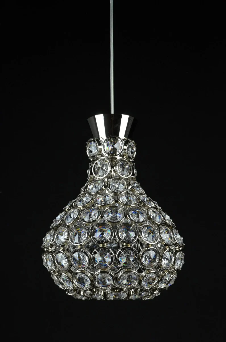 Casa Padrino Luxus Kristall Hängeleuchte Silber Ø 23 x H. 30 cm - Prunkvolle Messing Hängeleuchte mit böhmischem Kristallglas - Barock Möbel - Edel & Prunkvoll