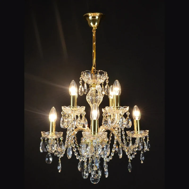 Casa Padrino Luxus Barock Kristall Kronleuchter Gold Ø 48 x H. 50 cm - Prunkvolle Messing Kronleuchter mit böhmischem Kristallglas - Barock Möbel - Edel & Prunkvoll