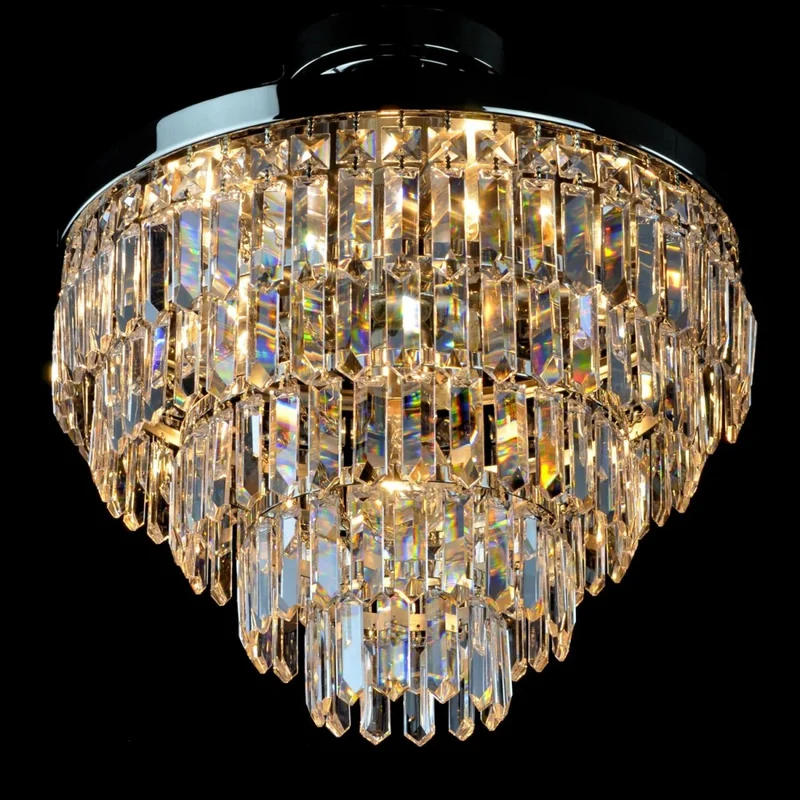 Casa Padrino Luxus Kristall Deckenleuchte Silber Ø 40 x H. 20 cm - Prunkvolle Messing Deckenleuchte mit böhmischem Kristallglas - Barock Möbel - Edel & Prunkvoll