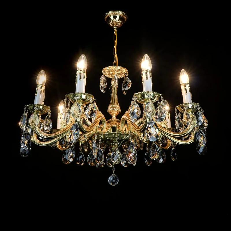 Casa Padrino Luxus Barock Kristall Kronleuchter Gold Ø 76 x H. 47 cm - Prunkvolle Messing Kronleuchter mit böhmischem Kristallglas - Barock Möbel - Edel & Prunkvoll