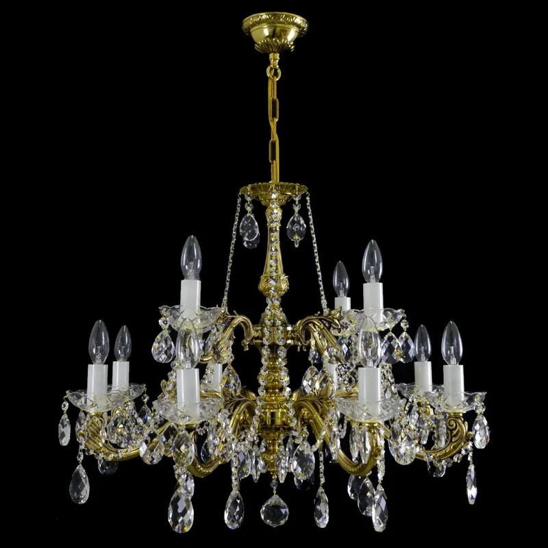 Casa Padrino Luxus Barock Kristall Kronleuchter Gold Ø 68 x H. 62 cm - Prunkvolle Messing Kronleuchter mit böhmischem Kristallglas - Barock Möbel - Edel & Prunkvoll