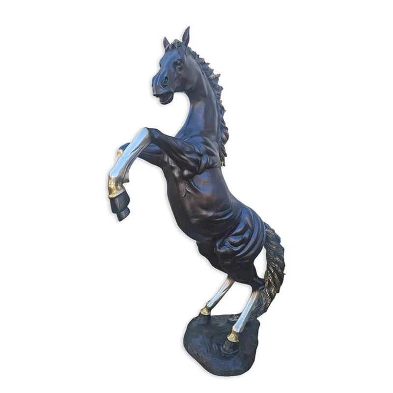 Casa Padrino Luxus Bronze Skulptur Sich aufbäumendes Pferd Bronze / Schwarz 65 x H. 216 cm - Lebensgroße Bronzefigur - Große Deko Figur