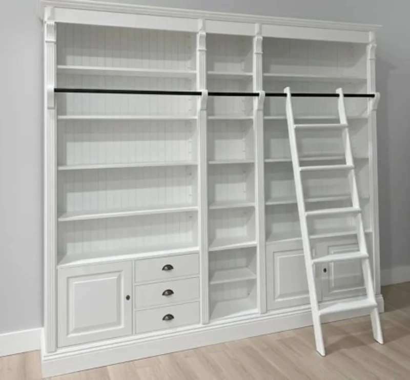 Casa Padrino Bücherregal im Landhausstil mit Leiter, 269 x 39 x 238 cm