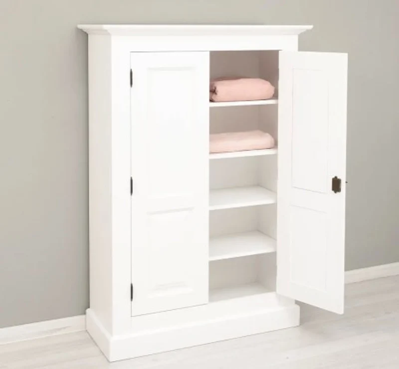 Casa Padrino Kleiderschrank im Landhausstil Weiß mit 2 Türen, 98 x 40 x 140 cm