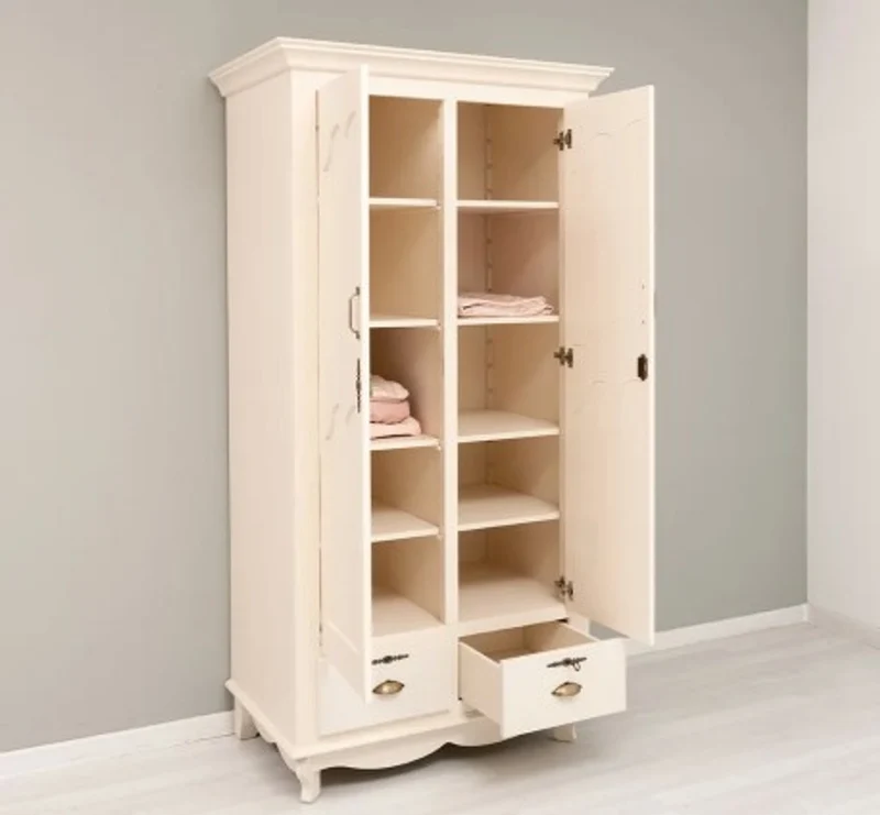 Casa Padrino Kleiderschrank im Landhausstil mit 2 Türen und 2 Schubladen, 106 x 66 x 205 cm