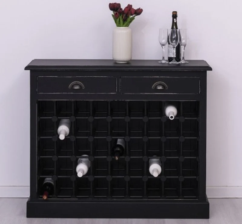 Casa Padrino Weinregal im Landhausstil mit 2 Schubladen, 110 x 34 x 90 cm
