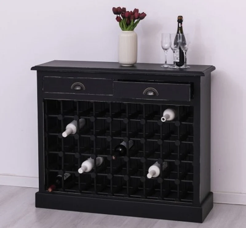 Casa Padrino Weinregal im Landhausstil mit 2 Schubladen, 110 x 34 x 90 cm