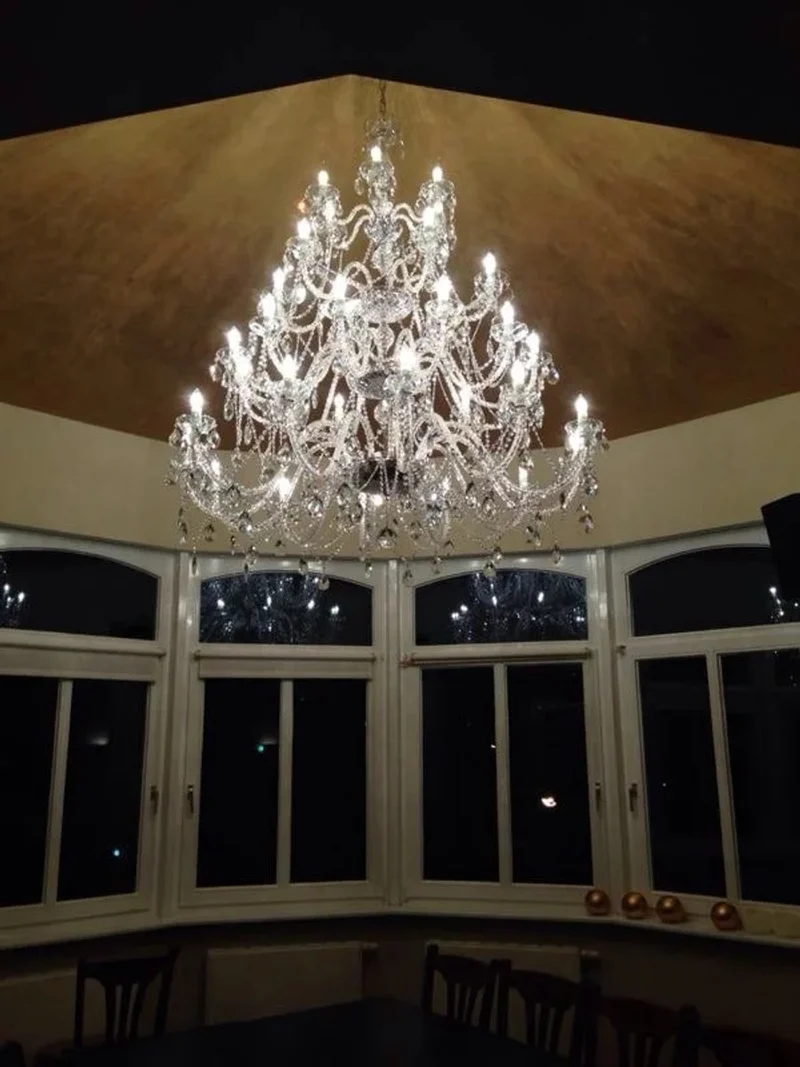 Casa Padrino Luxus Barock Kristall Kronleuchter Silber Ø 130 x H. 170 cm - Prunkvolle Messing Kronleuchter mit böhmischem Kristallglas - Barock Möbel - Edel & Prunkvoll