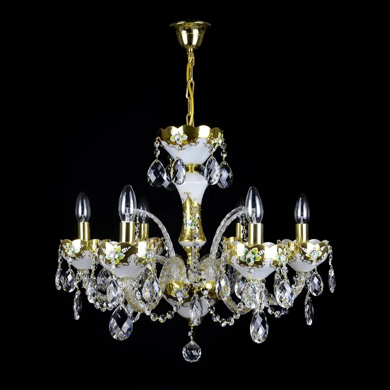 Casa Padrino Luxus Barock Kristall Kronleuchter Gold Ø 60 x H. 52 cm - Prunkvolle Messing Kronleuchter mit böhmischem Kristallglas - Barock Möbel - Edel & Prunkvoll