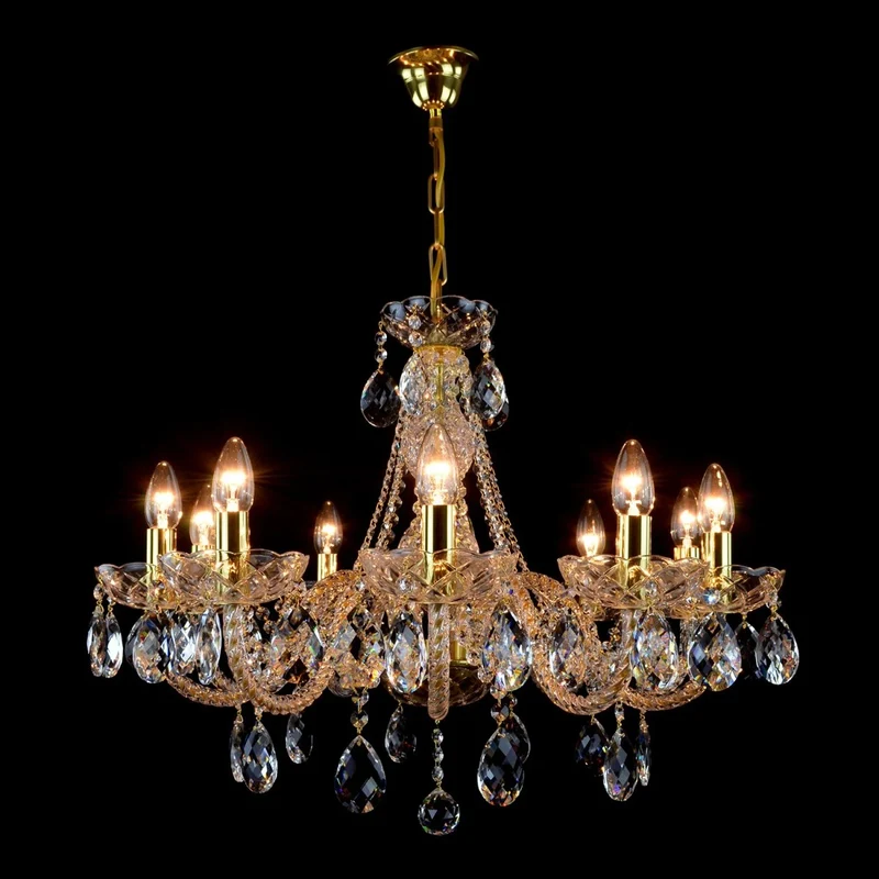 Casa Padrino Luxus Barock Kristall Kronleuchter Gold Ø 66 x H. 53 cm - Prunkvolle Messing Kronleuchter mit böhmischem Kristallglas - Barock Möbel - Edel & Prunkvoll