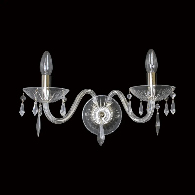Casa Padrino Luxus Barock Kristall Wandleuchte Gold 33 x 14 x H. 28 cm - Prunkvolle Messing Wandleuchte mit böhmischem Kristallglas - Barock Möbel - Edel & Prunkvoll