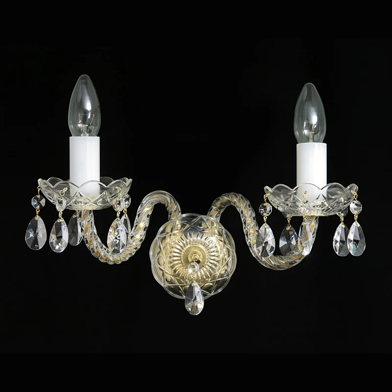 Casa Padrino Luxus Barock Kristall Tischleuchte Gold 40 x 20 x H. 25 cm - Prunkvolle Messing Tischleuchte mit böhmischem Kristallglas - Barock Möbel - Edel & Prunkvoll