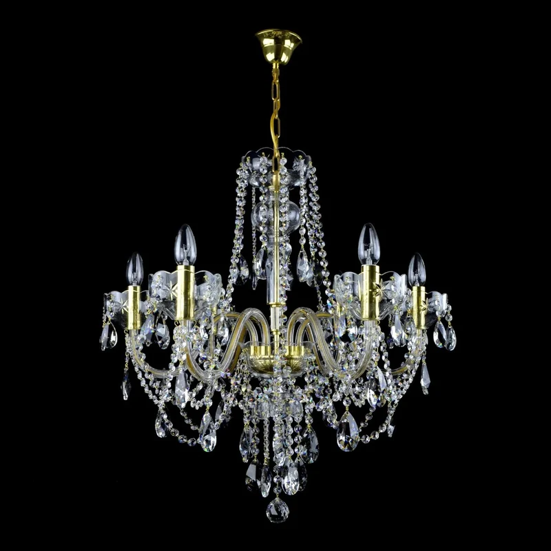 Casa Padrino Luxus Barock Kristall Kronleuchter Gold Ø 68 x H. 70 cm - Prunkvoller Messing Kronleuchter mit böhmischem Kristallglas - Barock Möbel - Edel & Prunkvoll
