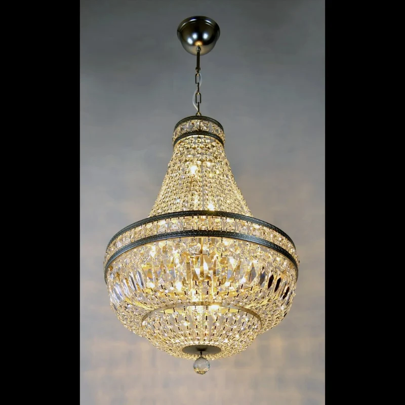 Casa Padrino Luxus Barock Kristall Kronleuchter Silber Ø 50 x H. 75 cm - Prunkvolle Messing Kronleuchter mit böhmischem Kristallglas - Barock Möbel - Edel & Prunkvoll